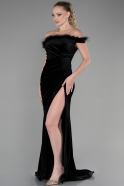 Длинное Бархатное Вечернее Платье Русалка Черный ABU3392
