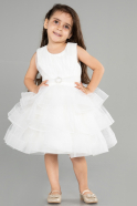 Ekru Prenses Model Kısa Kız Çocuk Abiye ABK1362