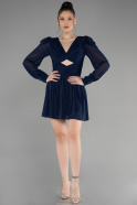 Короткое Платье На Приглашение Темно-синий ABK1839