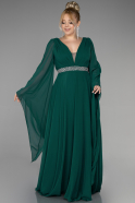 Long Emerald Green Chiffon Plus Size Evening Dress ABU3543