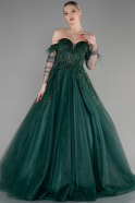 Дизайнерские платья больших размеров Длинный Изумрудно-зеленый ABU3616