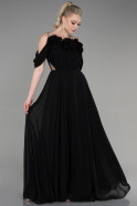 Long Black Chiffon Evening Dress ABU3626