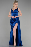 Платья на Выпускной Длинный Атласный Ярко-синий ABU3635