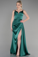 Платья на Выпускной Длинный Атласный Изумрудно-зеленый ABU3635