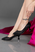 Siyah Taşlı Stiletto Abiye Ayakkabı MJ5431