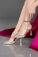 Rose Lazer Kesim Stiletto Abiye Ayakkabı MJ5150