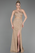 Gold Long Stony Haute Couture Dress ABU3563