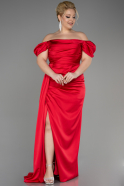 Большое Атласное Платье красный ABU1626