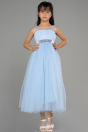 Длинное Девичье Платье Светло-синий ABU3031