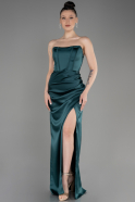 Emerald Green Long Satin Prom Gown ABU3765