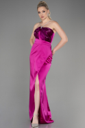 Long Fuchsia Satin Prom Gown ABU3525