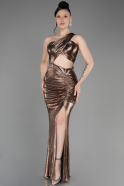 Copper One-Shoulder Slit Long Prom Dress ABU3848
