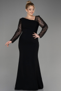 Long Black Plus Size Wedding Dress ABU3713
