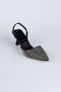 Siyah-Gümüş Taşlı Stiletto AB1127