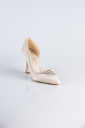 Ten Taşlı Saten Stiletto Abiye Ayakkabı MJ8008