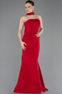 Kırmızı Straplez Peplum Kesim Uzun Abiye Elbise ABU5735