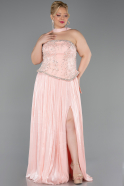 Somon Straplez Peplum Pliseli Büyük Beden Abiye ABU5793