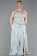Mint Straplez Peplum Pliseli Büyük Beden Abiye ABU5793