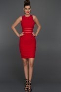 Kısa Kırmızı Dekoltesiz Abiye Elbise W8001