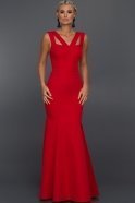 Uzun Kırmızı Balık Abiye Elbise ST4021