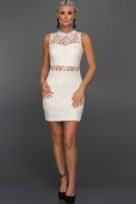 Mini Beyaz Dantelli Elbise ABK254