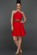Kırmızı Kemerli Mezuniyet Elbisesi AR36922