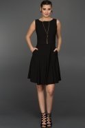 Siyah Kloş Etekli Elbise T2971