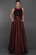 Bordo Tafta Kumaş Prenses Abiye W6017