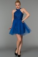 Mini Saks Mavi Mezuniyet Elbisesi ES3578
