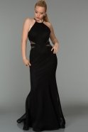 Uzun Siyah Balık Abiye Elbise ST9268