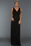 Uzun Siyah V Yaka Simli Elbise AR36948