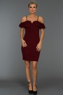 Kısa Bordo Simli Elbise AR38003