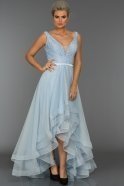 Mavi Volanlı Prenses Elbise AN2388