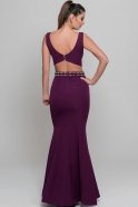 Uzun Violet Sırt Dekolteli Balık Abiye Elbise S4370
