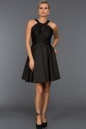 Kısa Siyah Mezuniyet Elbisesi DS366