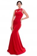 Uzun Kırmızı Abiye Elbise C3260