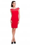 Kısa Kırmızı Abiye Elbise T2143