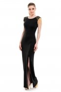 Uzun Siyah Abiye Elbise T2111