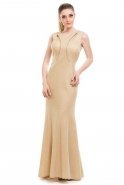 Uzun Gold Abiye Elbise C3166
