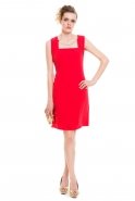 Kısa Kırmızı Abiye Elbise T2033