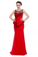 Uzun Kırmızı Abiye Elbise C3049