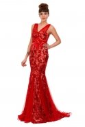 Uzun Kırmızı Abiye Elbise F1572