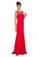 Uzun Kırmızı Abiye Elbise C6188