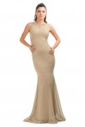 Uzun Gold Abiye Elbise M1433