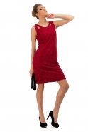 Kısa Pullu Kırmızı Abiye Elbise C5046
