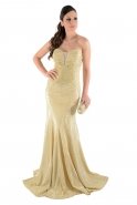 Uzun Gold Abiye Elbise F1310