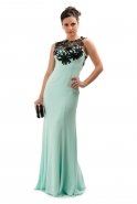 Uzun Mint Abiye Elbise O3462