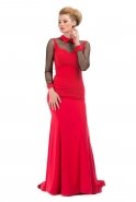 Uzun Kırmızı Abiye Elbise C6084