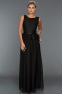Siyah Tül Ve Dantel Detaylı Elbise AR36979