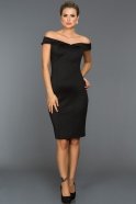 Siyah Kayık Yaka Şık Elbise ES3641